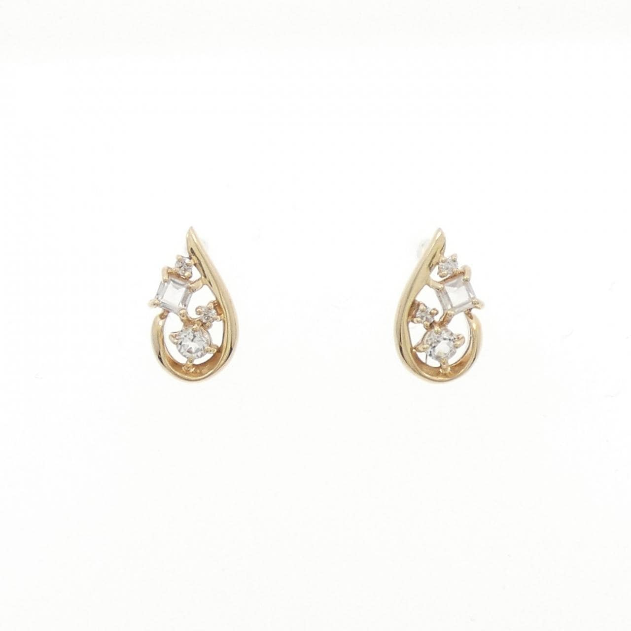 【新品】K10YG ホワイトトパーズ ピアス