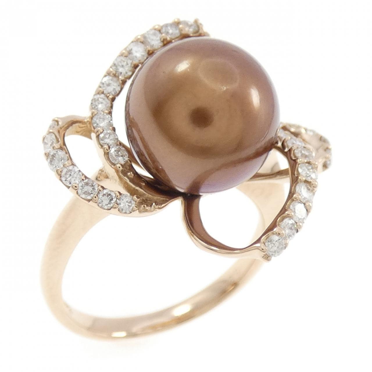 K18PG 黒蝶パール リング 10.4mm