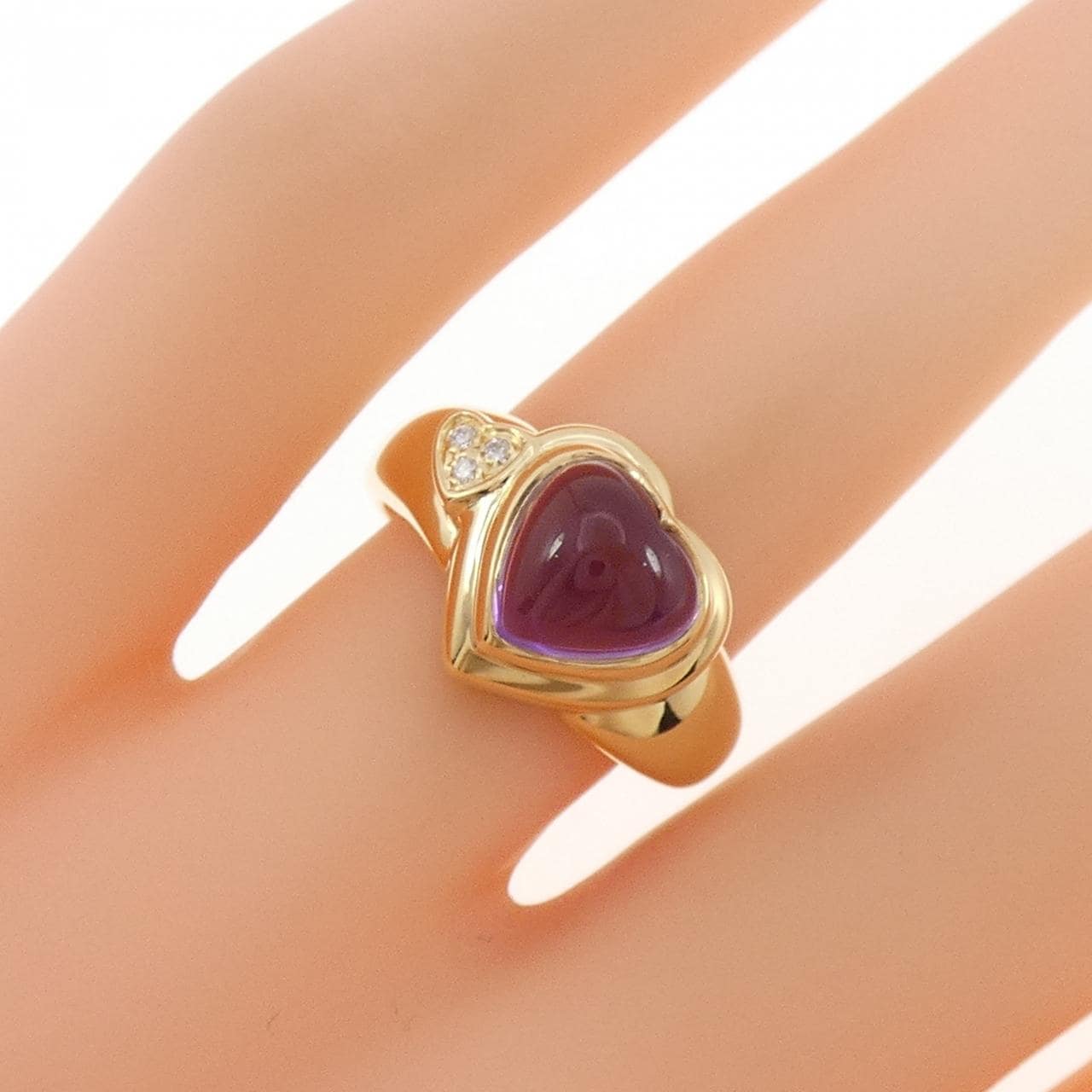 K18YG ハート アメジスト リング 2.31CT