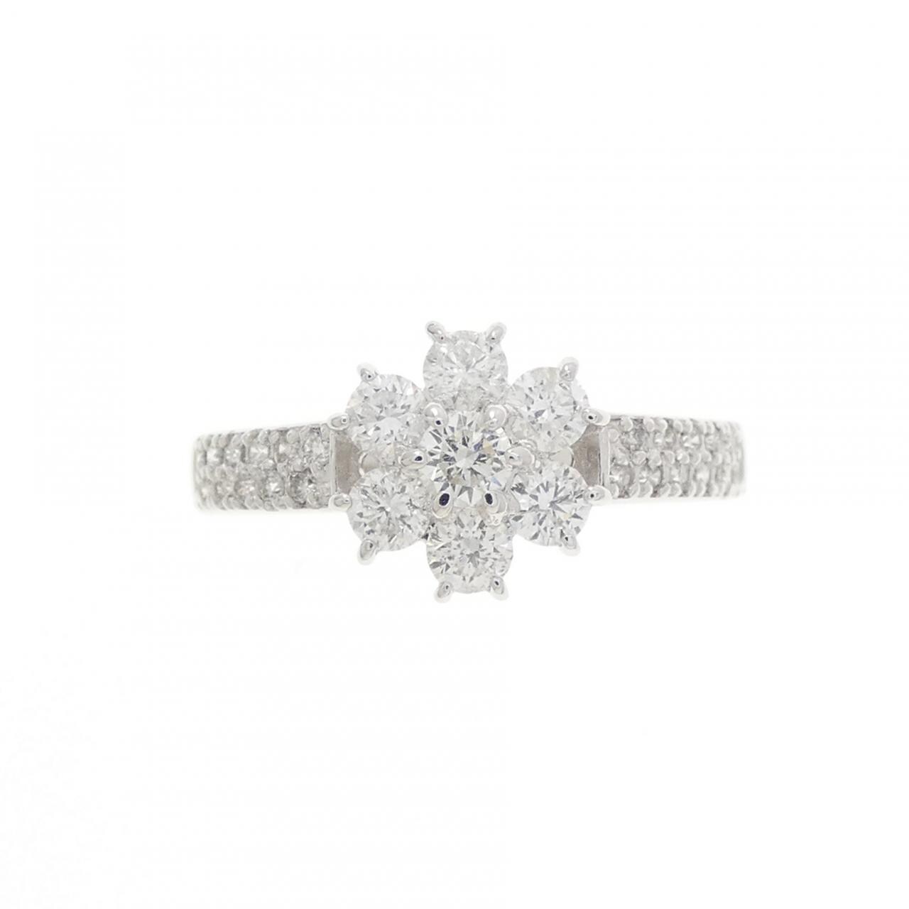 K18WG フラワー ダイヤモンド リング 0.64CT