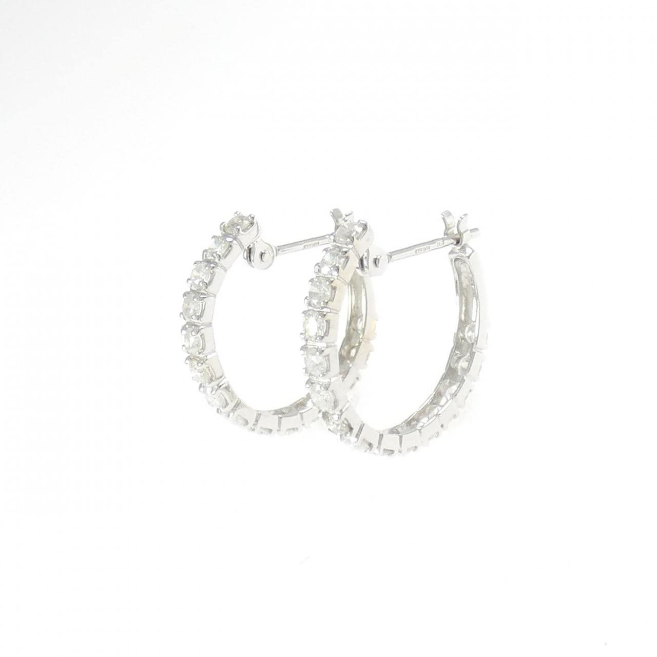 K18WG ダイヤモンド フープ ピアス 1.0CT