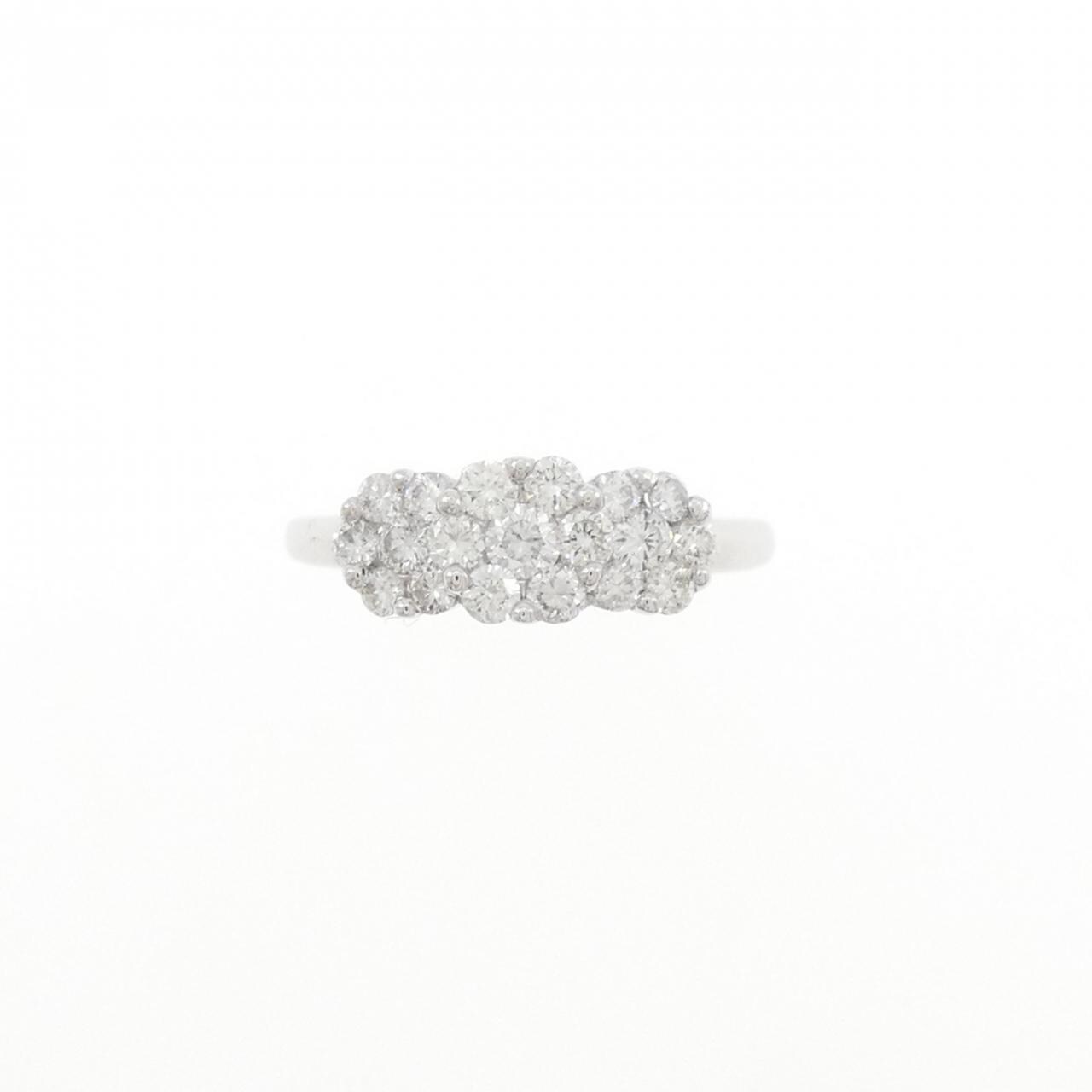 K18WG フラワー ダイヤモンド リング 0.50CT