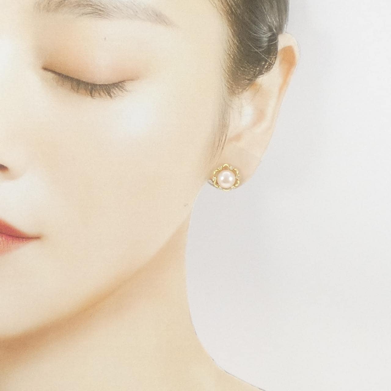 K18YG 淡水パール ピアス 7.5mm