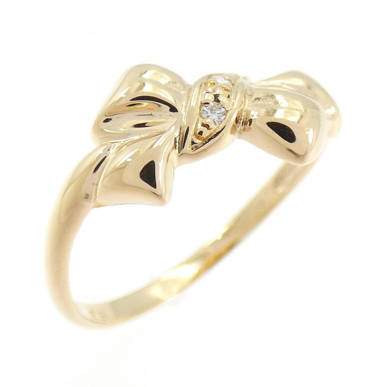 K18PG リボン ダイヤモンド リング 0.016CT