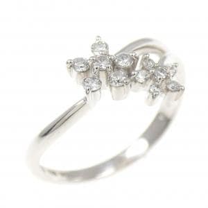 K18WG フラワー ダイヤモンド リング 0.15CT
