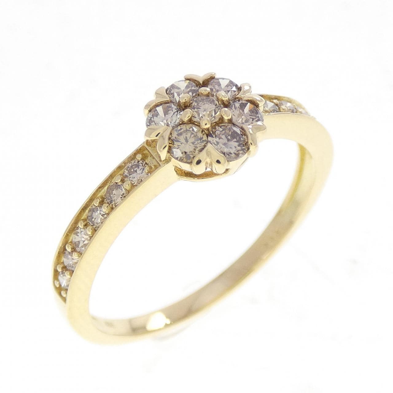 K18YG フラワー ダイヤモンド リング 0.50CT