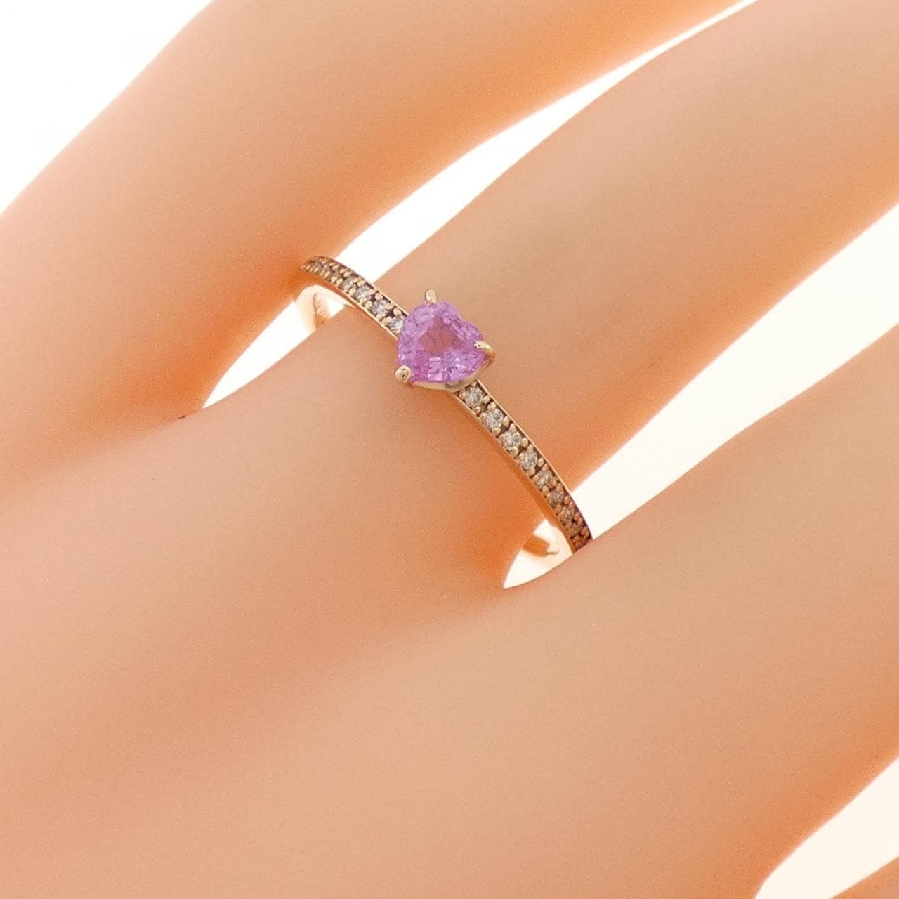K18PG ハート サファイヤ リング 0.327CT