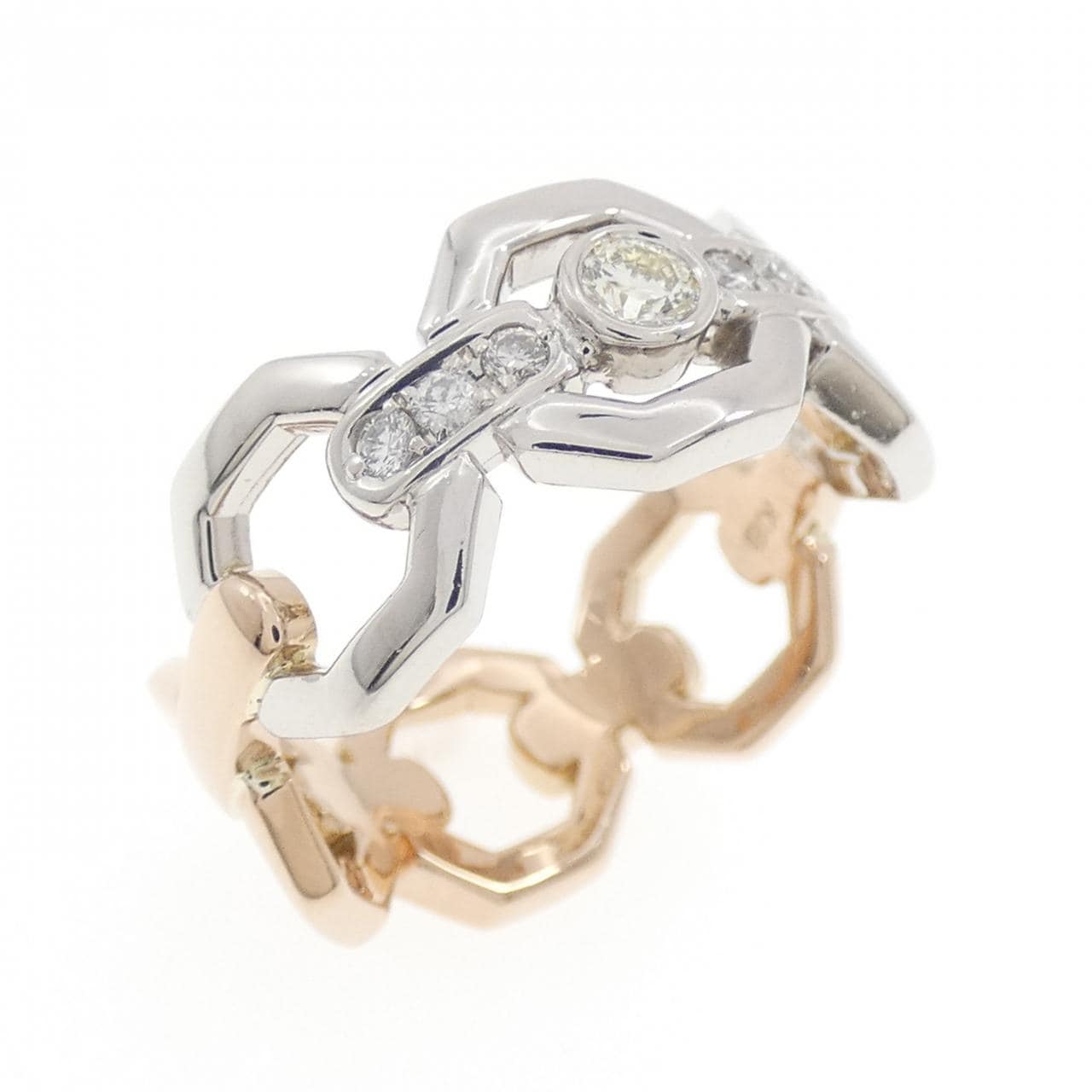K18PG/PT900 ダイヤモンド リング 0.082CT