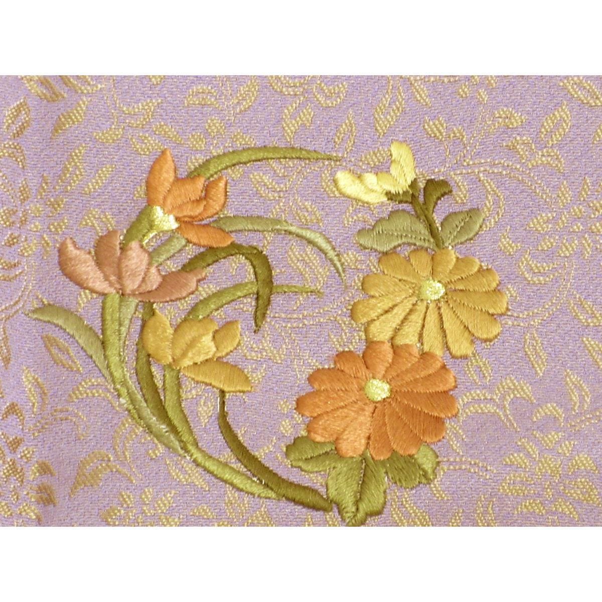 訪問着　丸に沢瀉　刺繍加工　身丈Ｓ寸