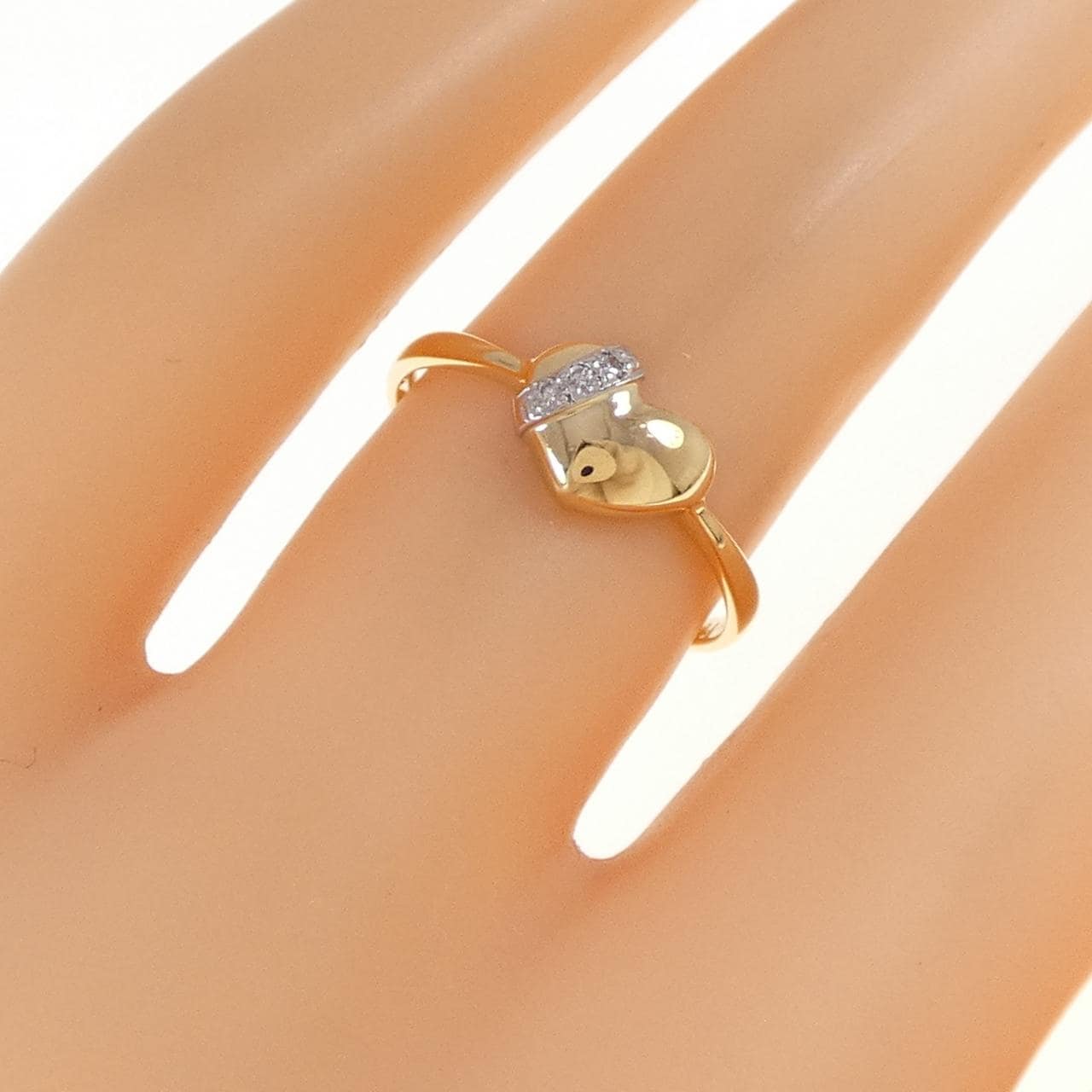 K18YG/PT900 ハート ダイヤモンド リング 0.02CT