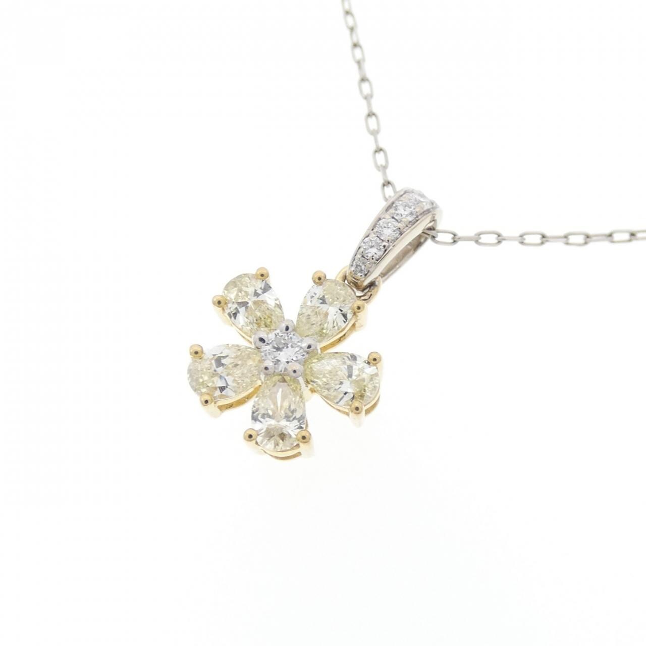 K18YG/K18WG/PT Flower Diamond Necklace 0.48CT