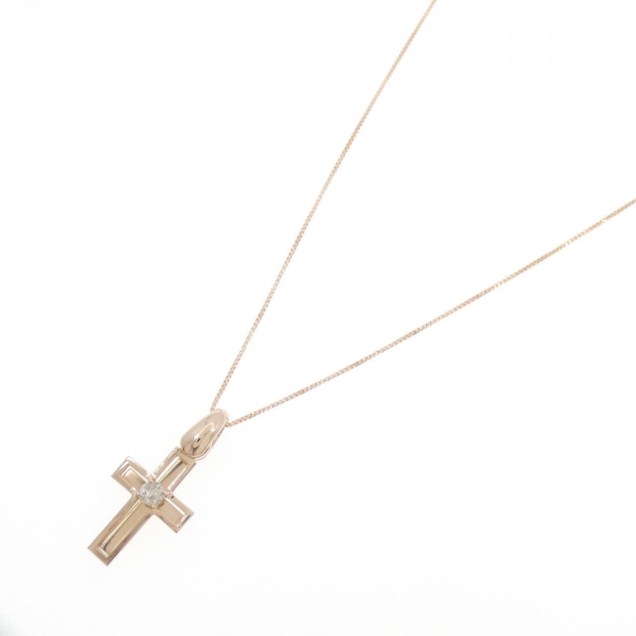 K18PG クロス ダイヤモンド ネックレス 0.10CT