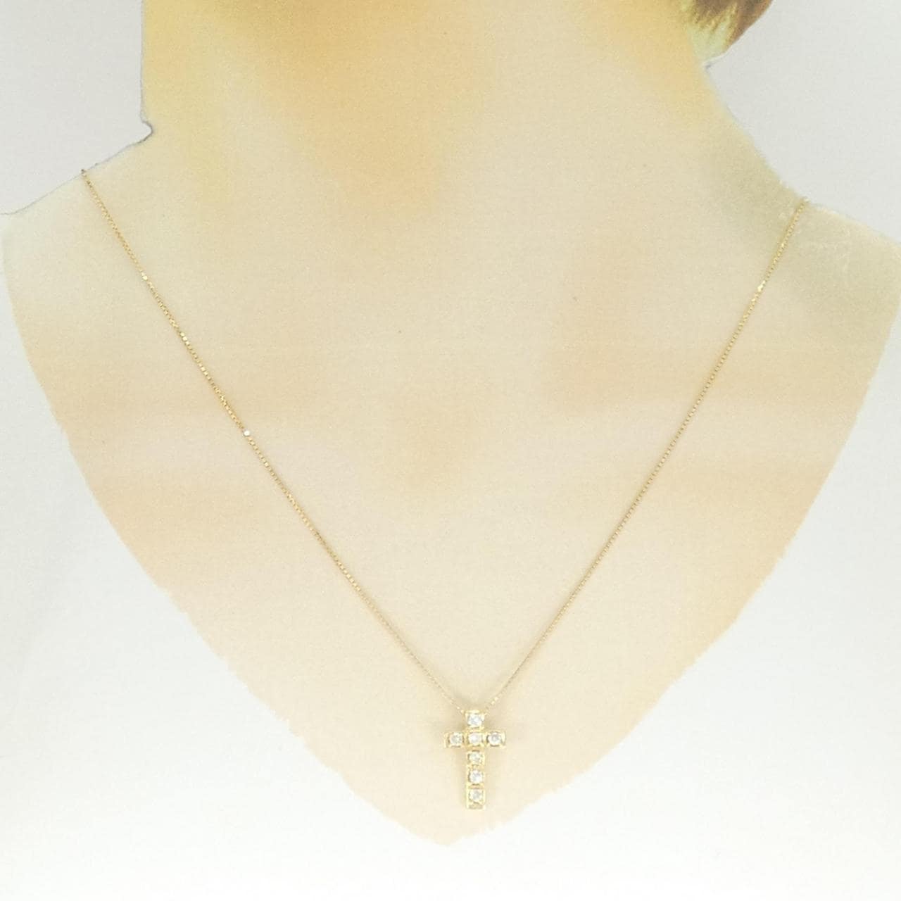 K18YG クロス ダイヤモンド ネックレス 0.30CT