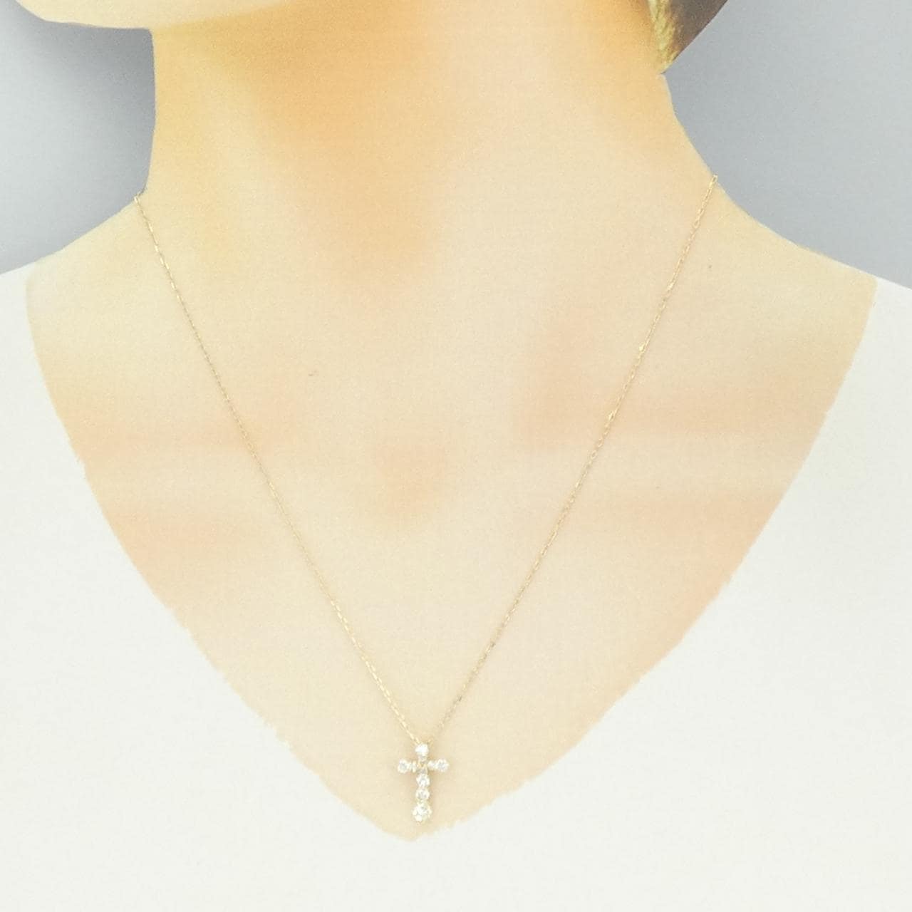 K18YG cross Diamond necklace 0.51CT