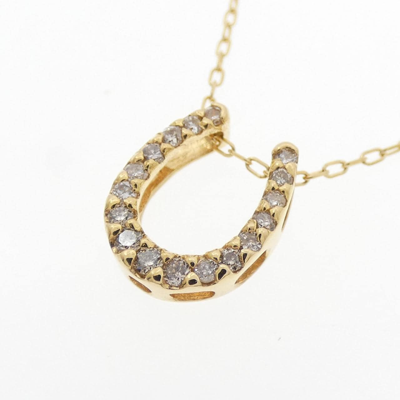 K18YG ホースシュー ダイヤモンド ネックレス 0.11CT