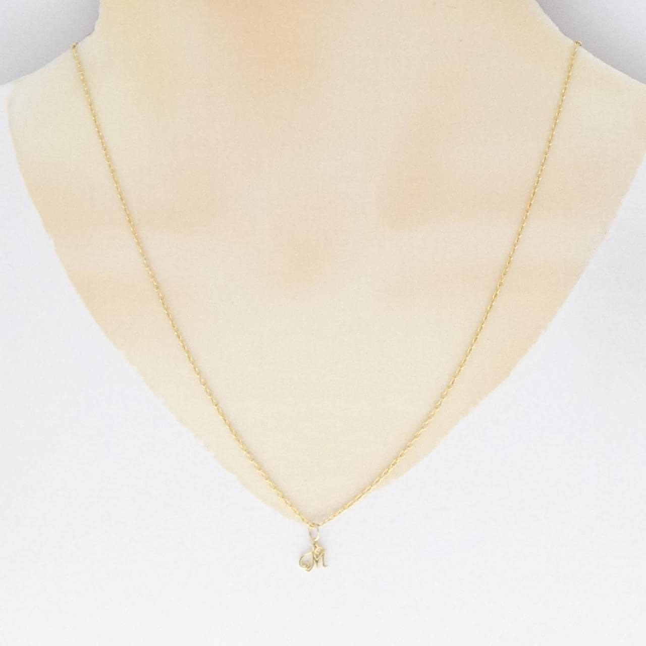 K18YG initial M Diamond necklace 0.01CT