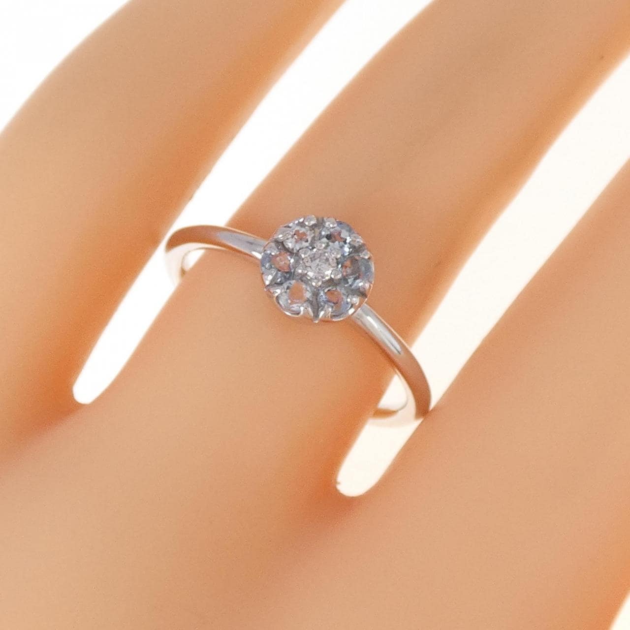 K18WG アクアマリン リング 0.17CT