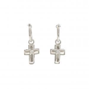PT900 2WAY クロス ダイヤモンド ピアス 0.06CT
