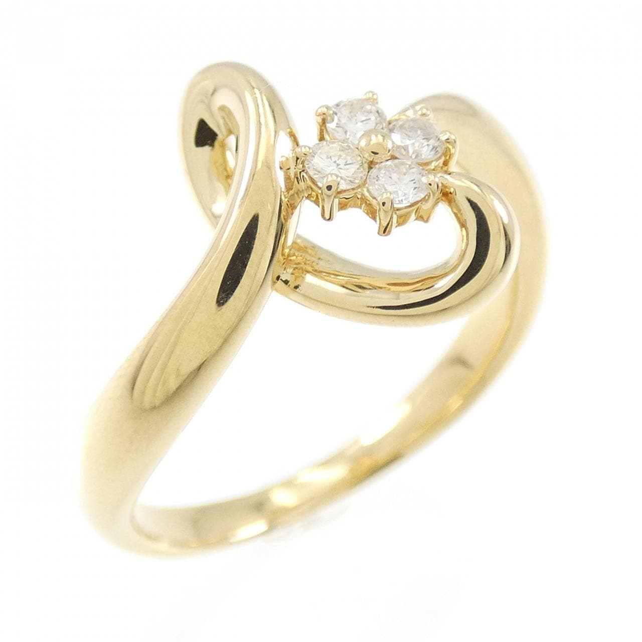 K18YG フラワー ダイヤモンド リング 0.10CT