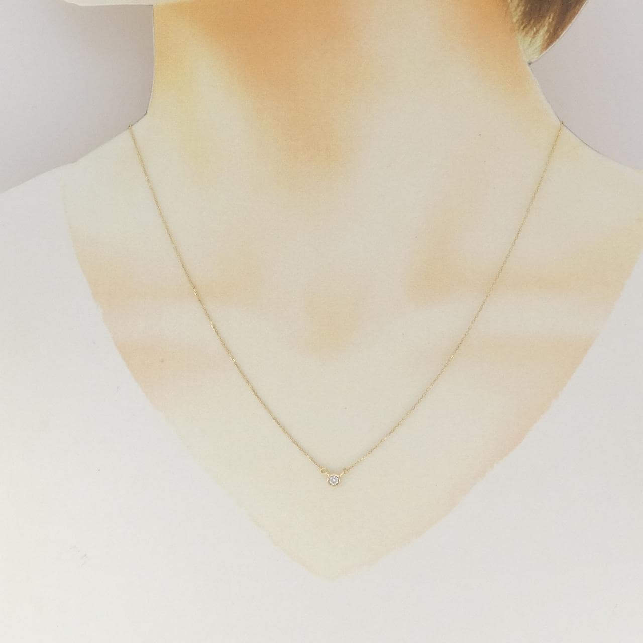 K10YG ソリティア ダイヤモンド ネックレス 0.05CT