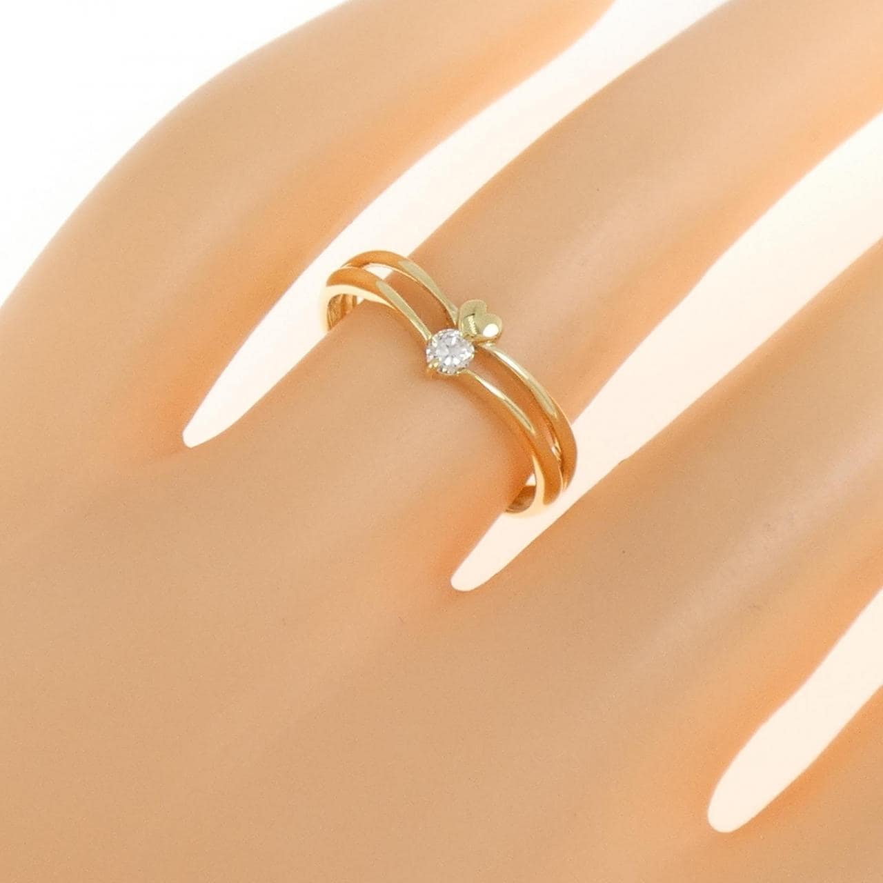 K18YG心形钻石戒指0.07CT
