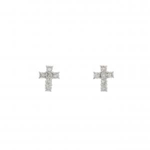 PT900 クロス ダイヤモンド ピアス 0.24CT