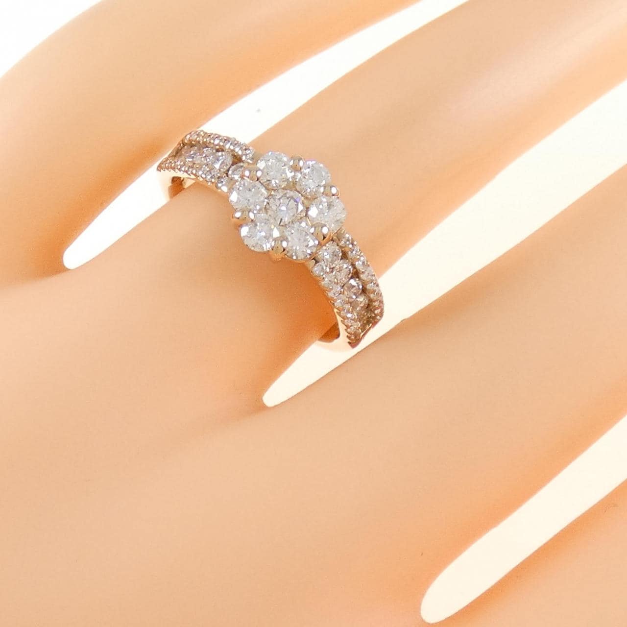 K18PG フラワー ダイヤモンド リング 1.00CT