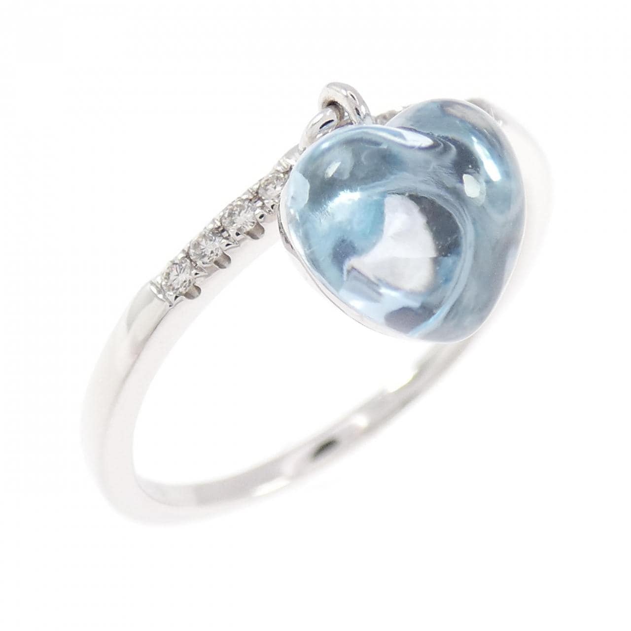 K18WG ハート ブルートパーズ リング 2.33CT