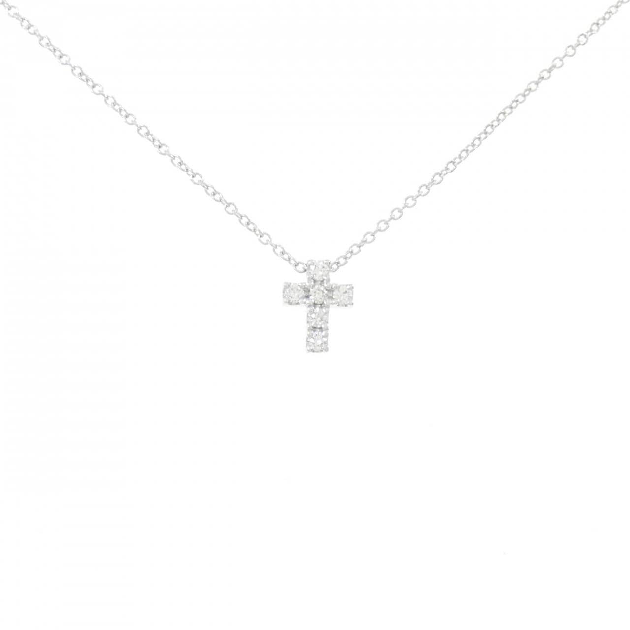 K18WG クロス ダイヤモンド ネックレス 0.10CT