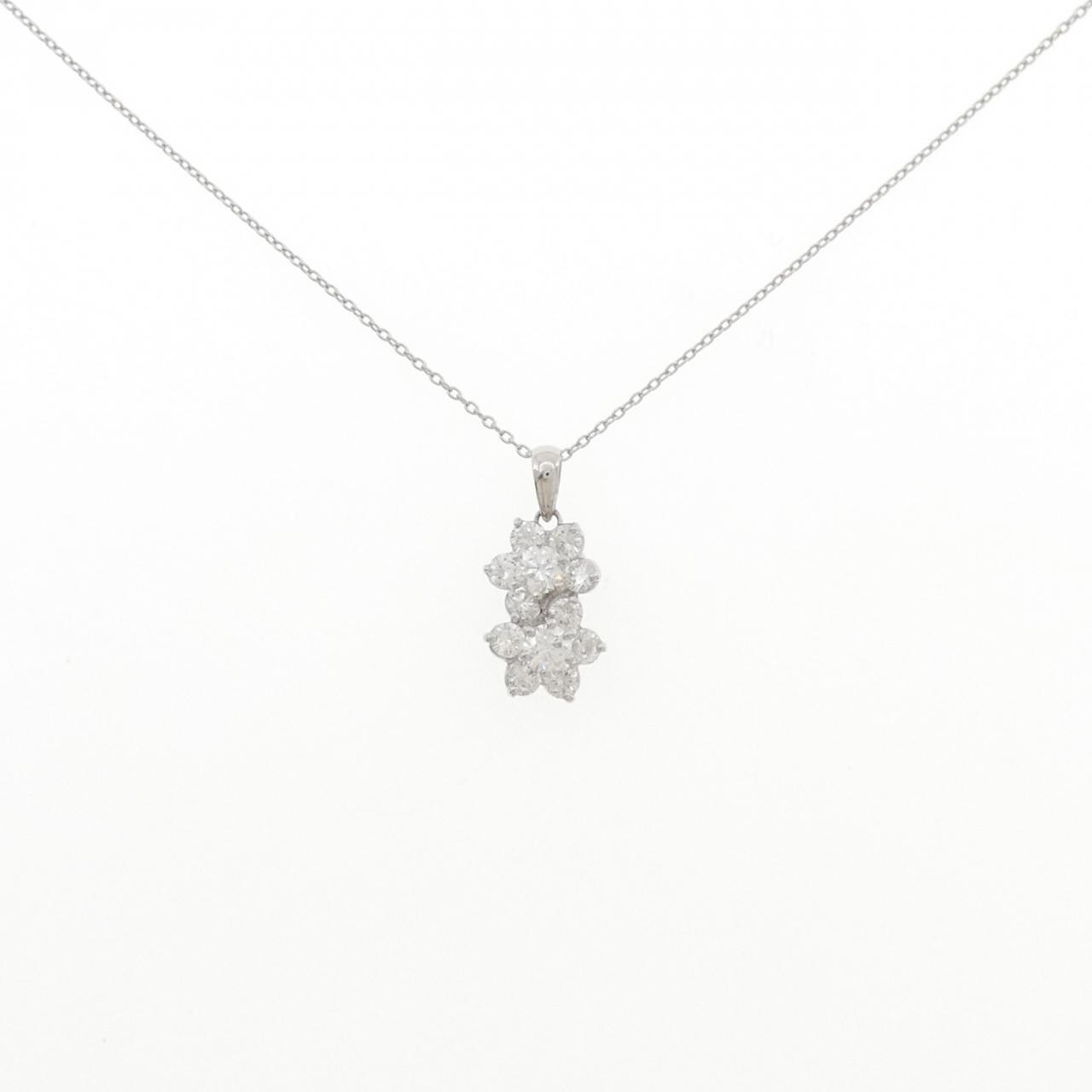 PT900/PT850 フラワー ダイヤモンド ネックレス 0.93CT