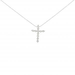 K18WG クロス ダイヤモンド ネックレス 0.50CT
