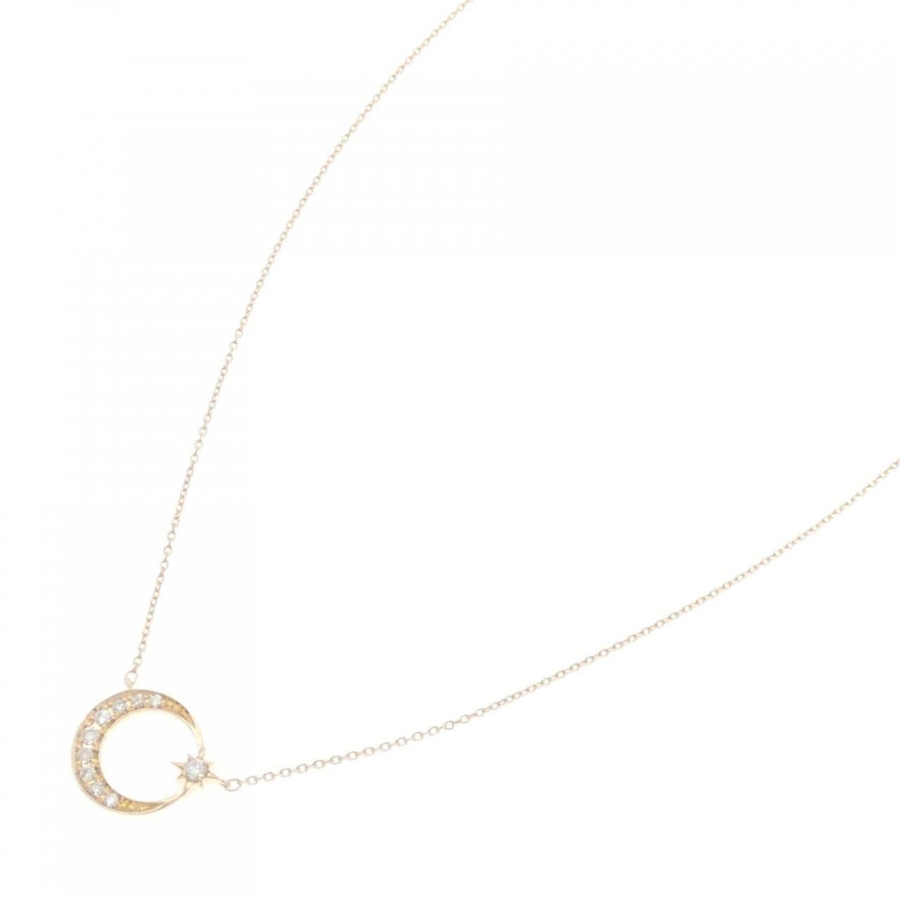 K18YG ムーン ダイヤモンド ネックレス 0.11CT