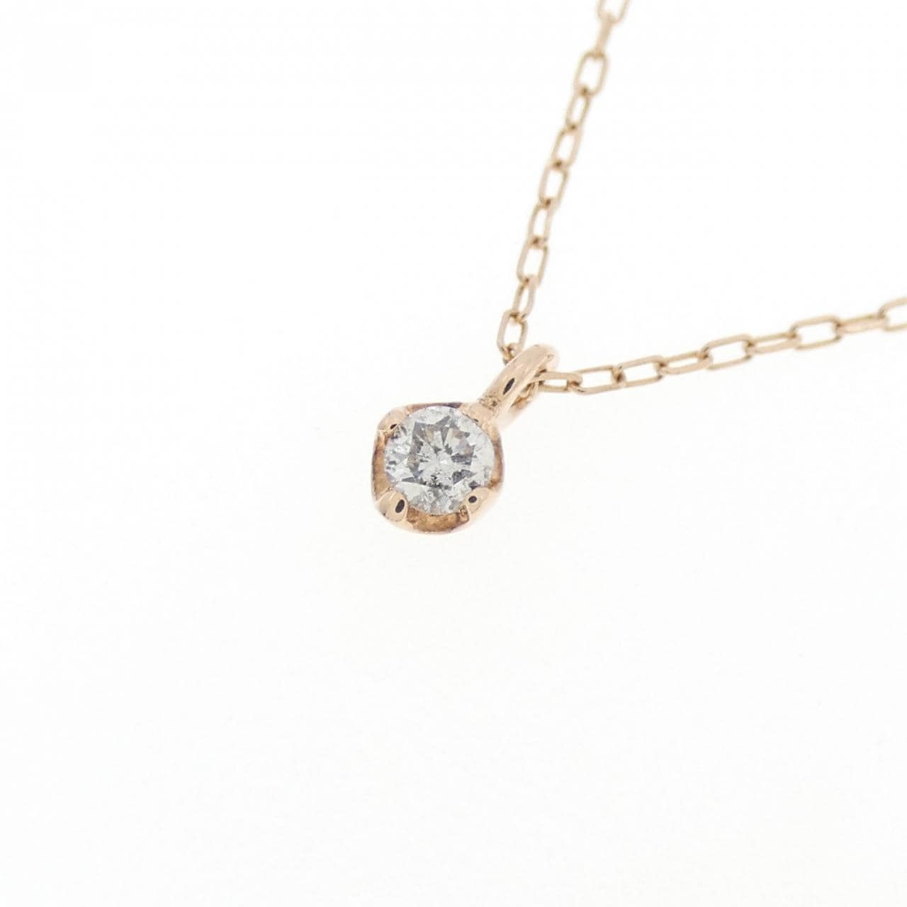 K10PG ソリティア ダイヤモンド ネックレス 0.03CT