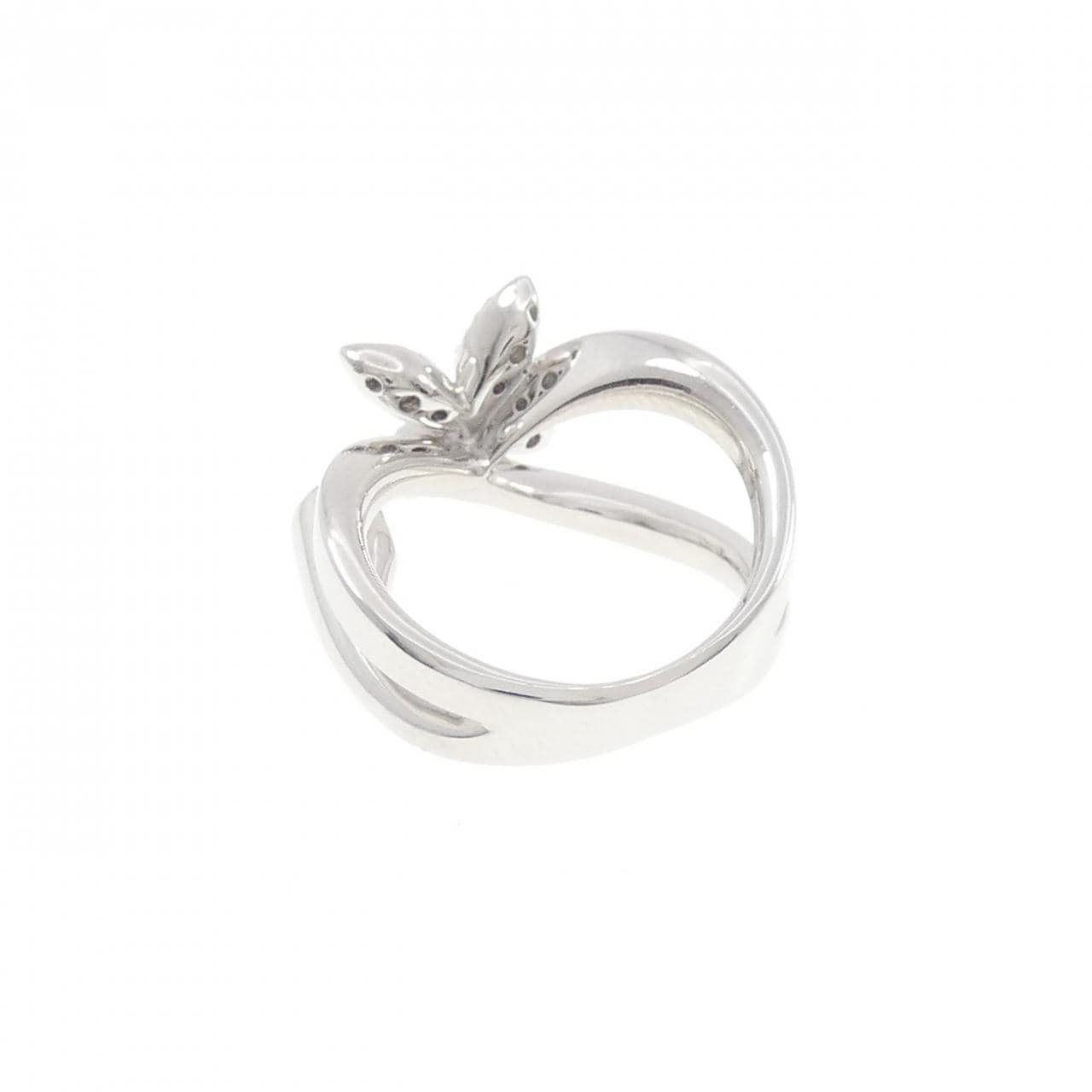 K18WG フラワー ダイヤモンド ピンキー リング 0.17CT