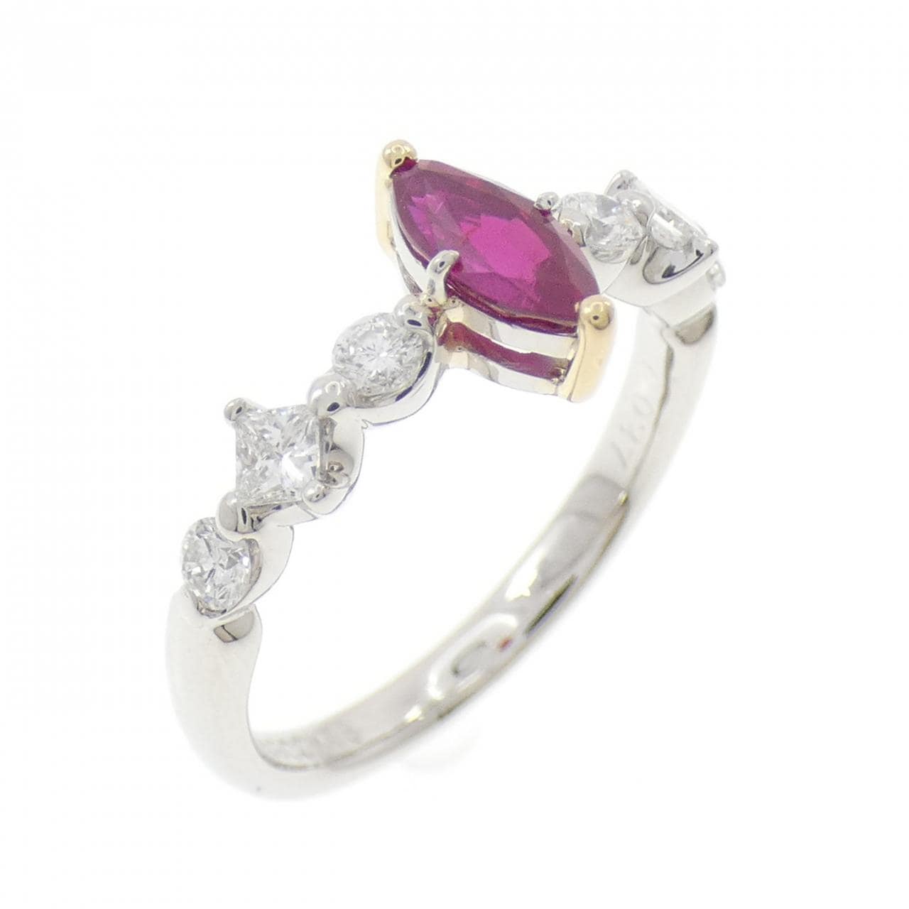 PT900/K18YG ルビー リング 0.58CT