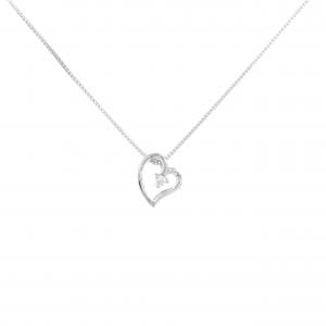 K18WG ハート ダイヤモンド ネックレス 0.01CT