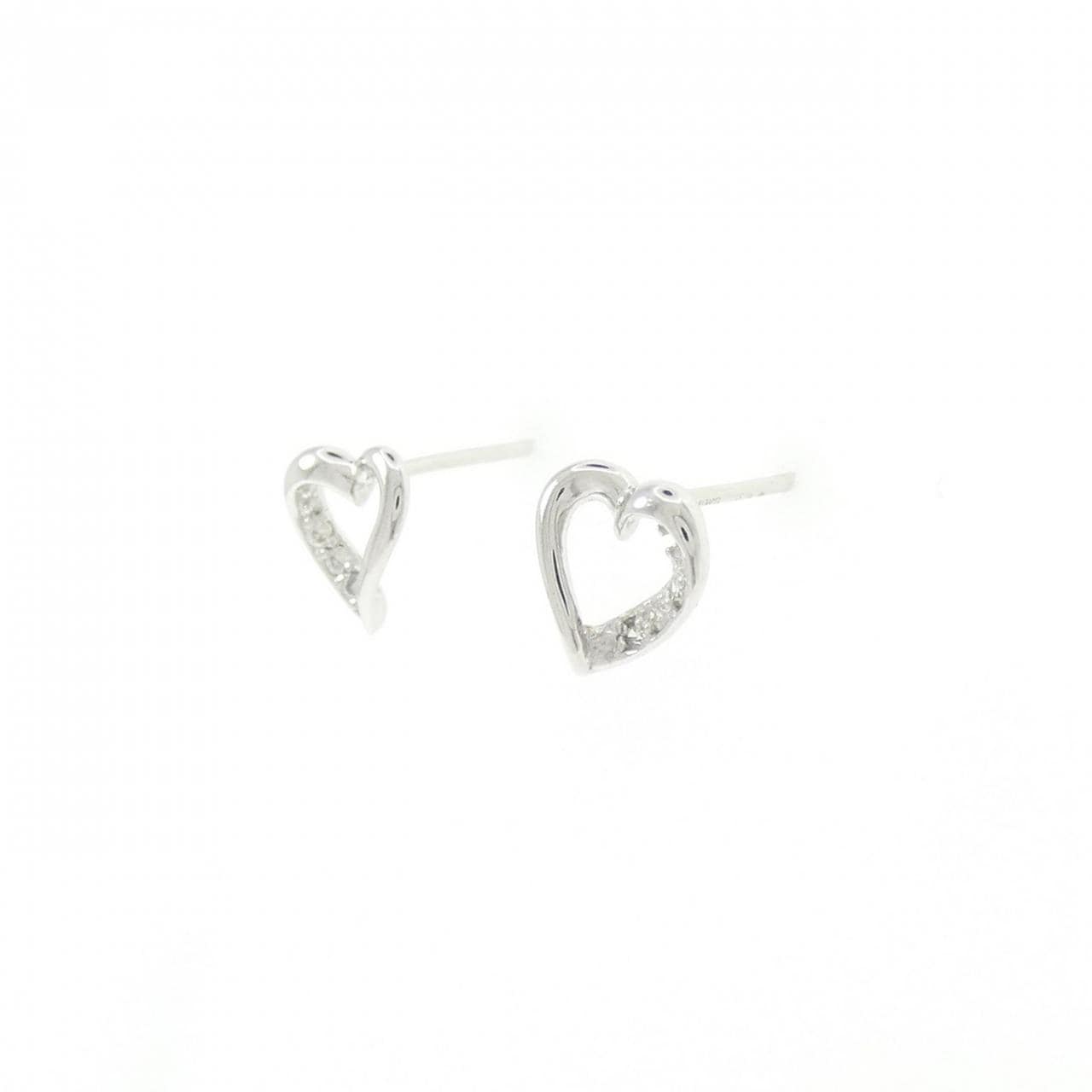 K18WG ハート ダイヤモンド ピアス 0.04CT