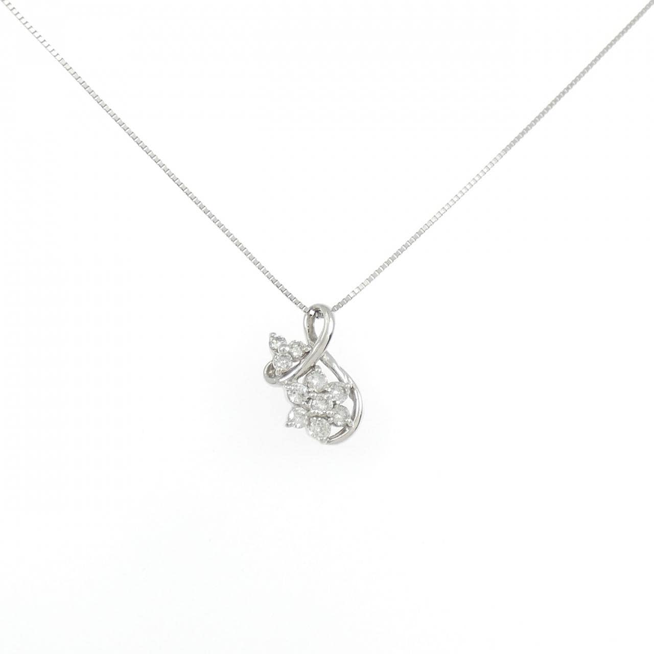PT900/PT850 フラワー ダイヤモンド ネックレス 0.50CT