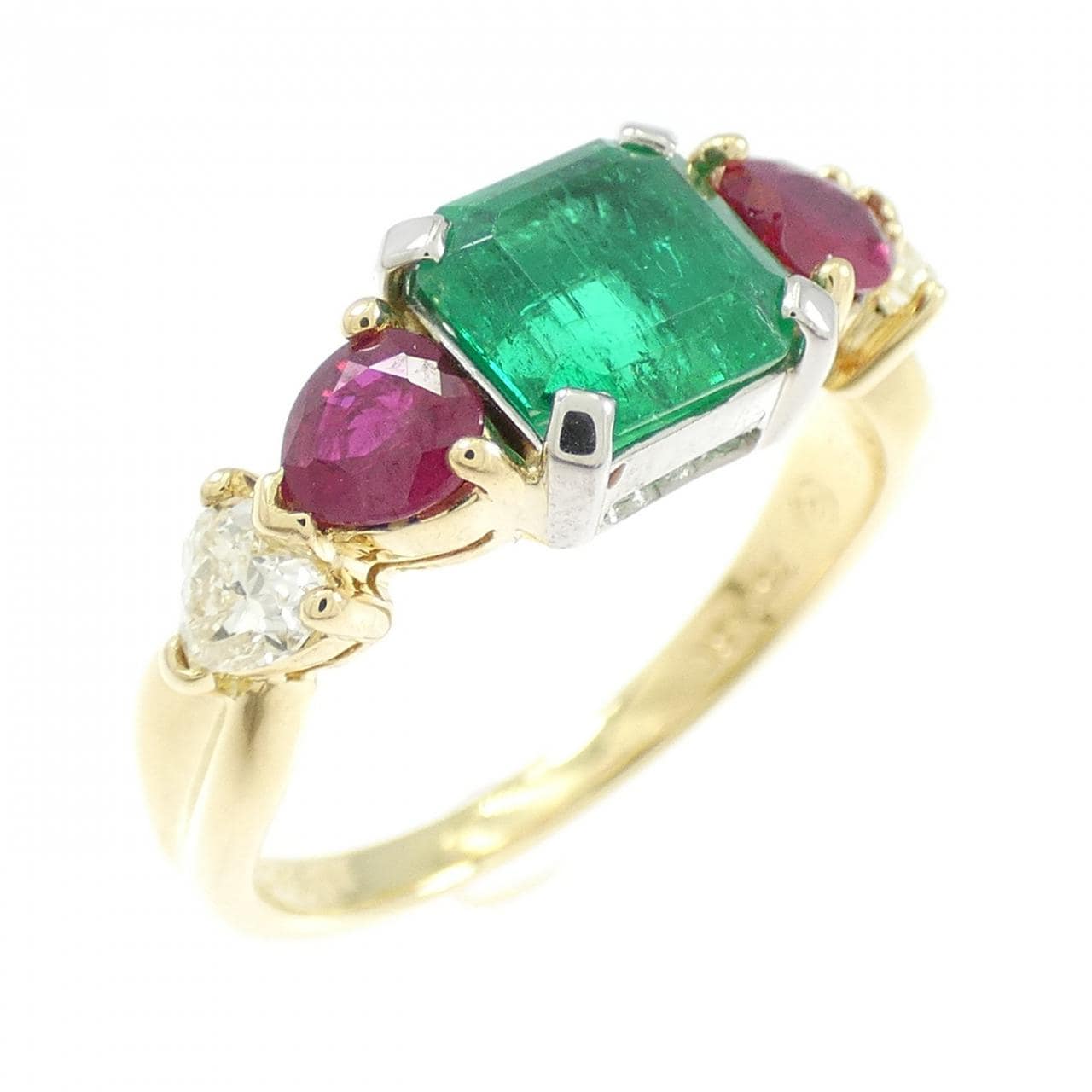 750/PT900 エメラルド リング 1.015CT