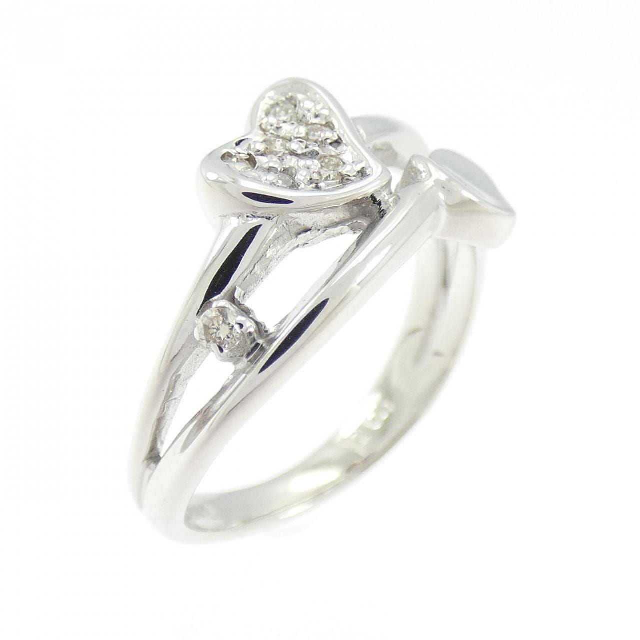 K18WG ハート ダイヤモンド リング 0.04CT