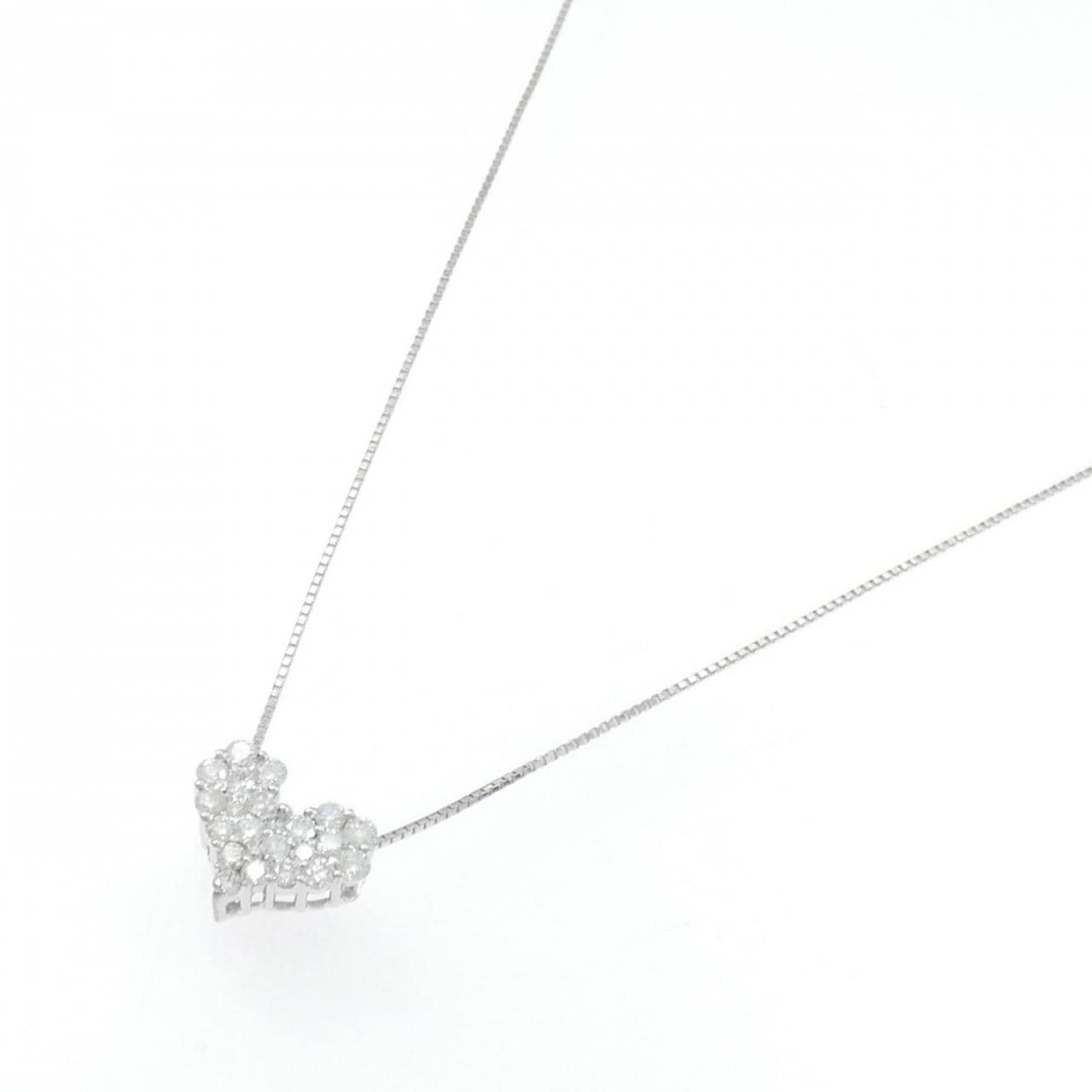 K18WG ハート ダイヤモンド ネックレス 0.50CT