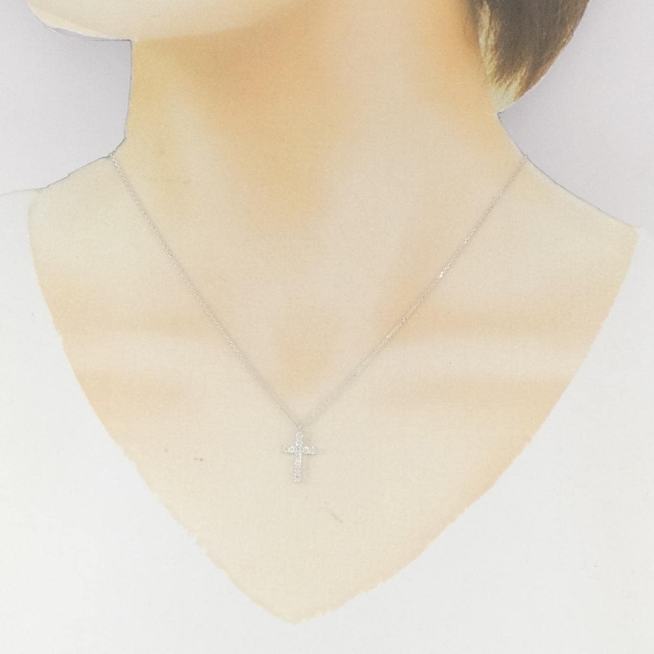 K18WG クロス ダイヤモンド ネックレス 0.20CT
