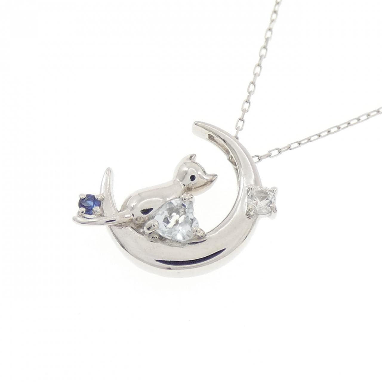 PT900/PT850 キャット×ムーン アクアマリン ネックレス