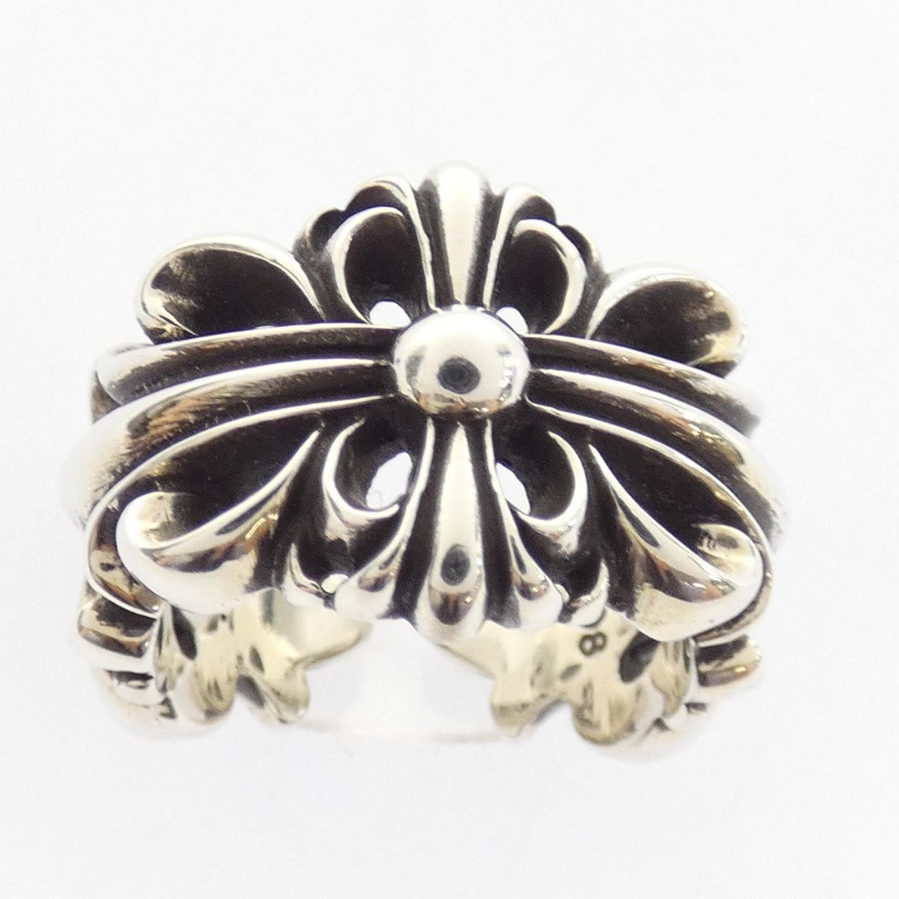 クロムハーツ CHROME HEARTS DBL FLORAL CROSS OPEN ダブルフローラルクロス 207081100SLVXXX001 RING