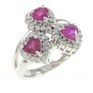 K18WG ハート ルビー リング 0.91CT