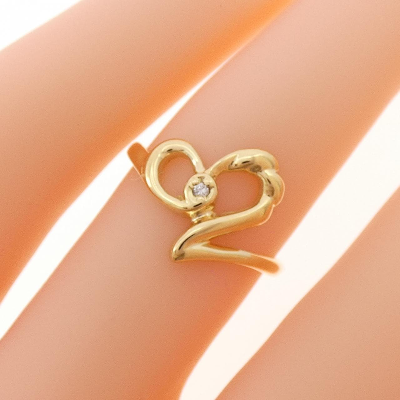 K18YG ハート ダイヤモンド リング 0.007CT