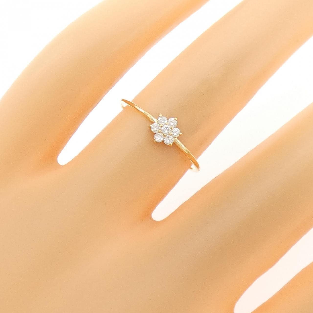 【リメイク】K18YG フラワー ダイヤモンド リング 0.10CT