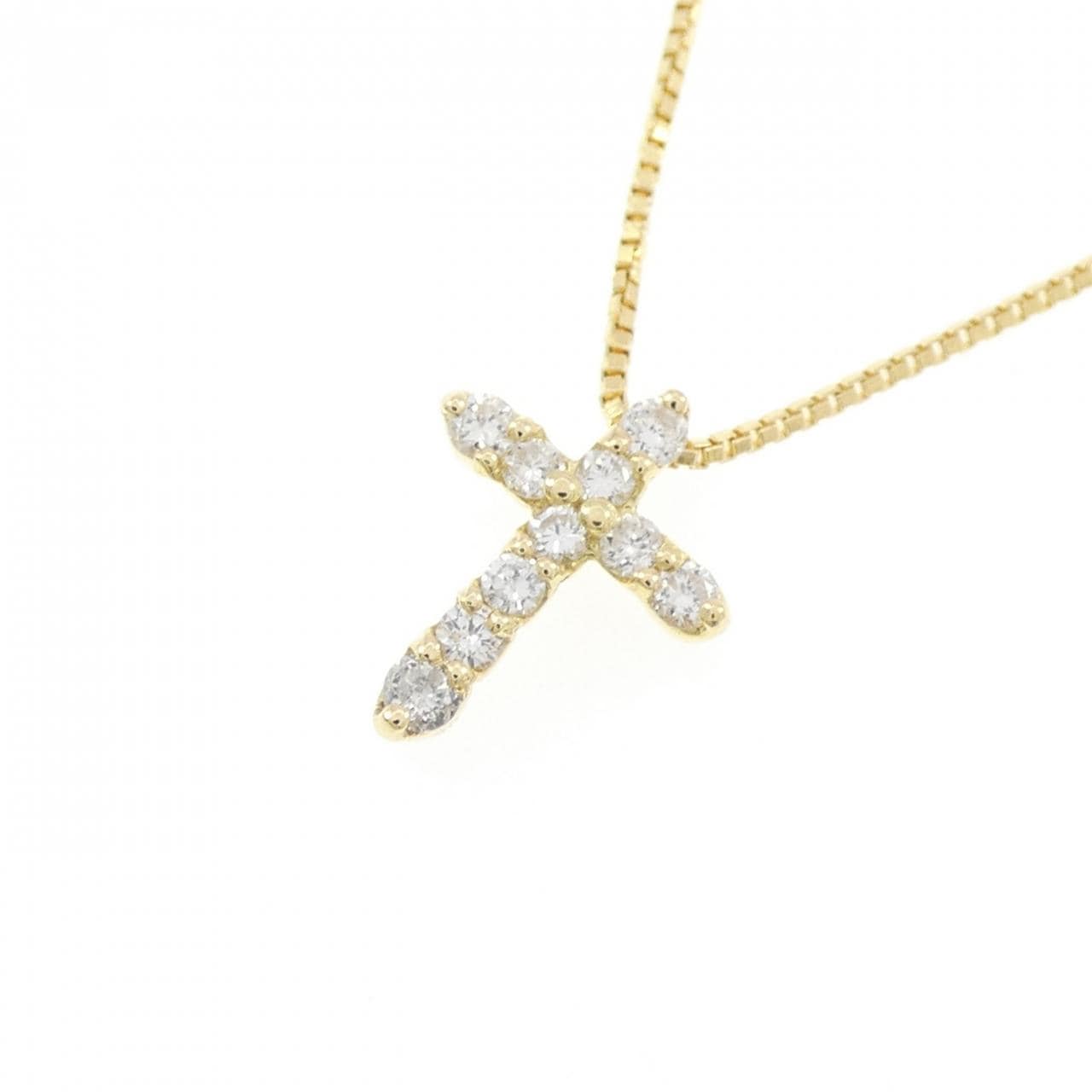 K18YG クロス ダイヤモンド ネックレス 0.20CT