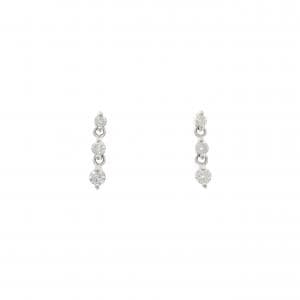 K18WG スリーストーン ダイヤモンド ピアス 0.20CT