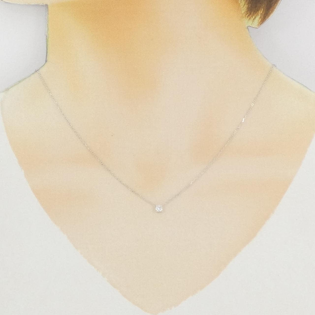 K18WG ソリティア ダイヤモンド ネックレス 0.120CT